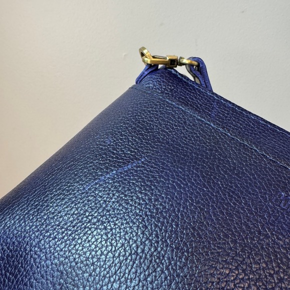 Portland Leather Goods Indigo Blue Pebbled Leather Crossbody Bag Zip Top Handbag - Picture 8 of 12